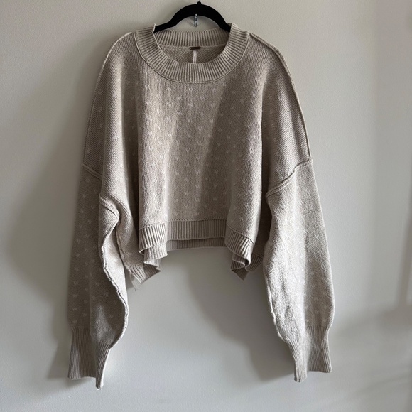 Free People Easy Street Crop Pullover Women’s XL Oatmeal Slouchy Sweater Boho - Picture 5 of 11